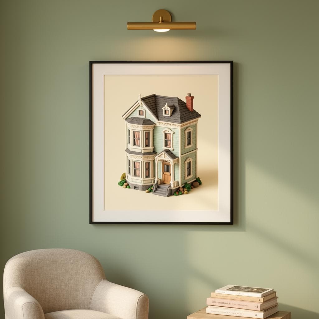 Framed Painted Lady print over a chair
